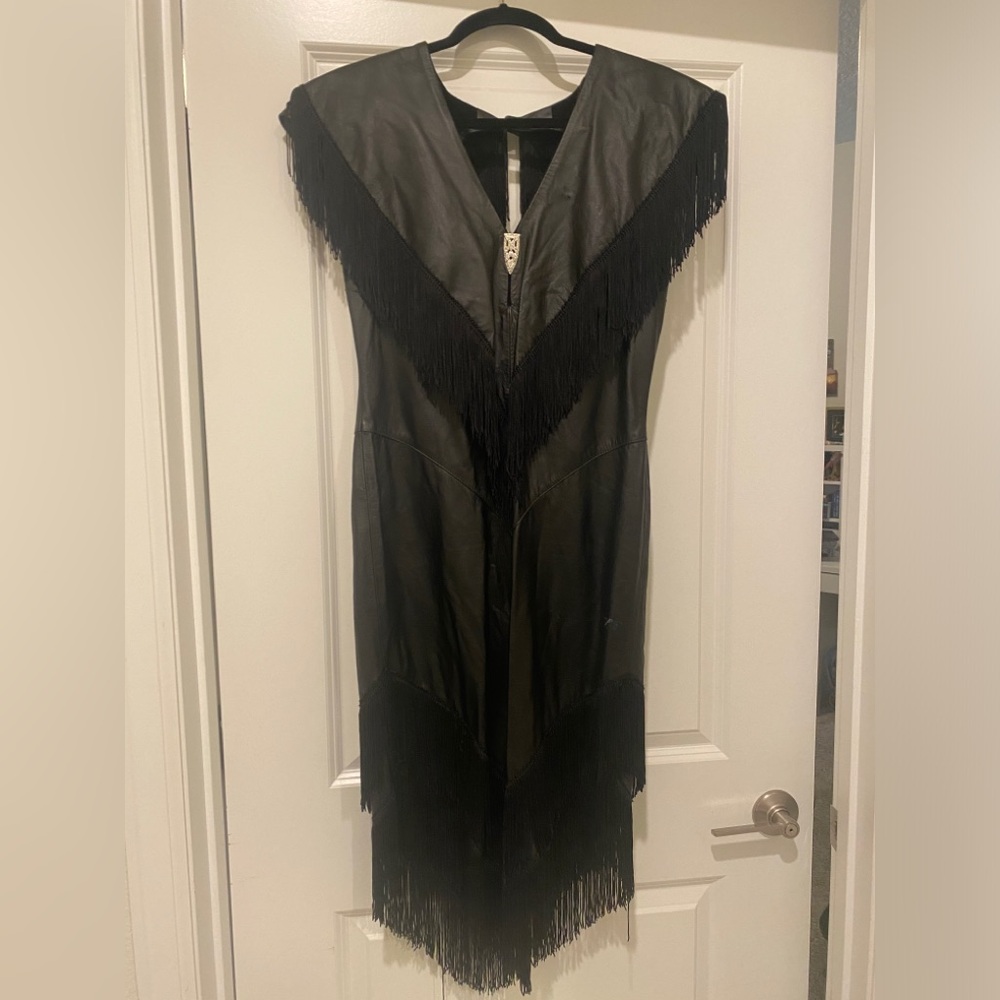 1980s 100% Leather Suede lined Western inspired Dress